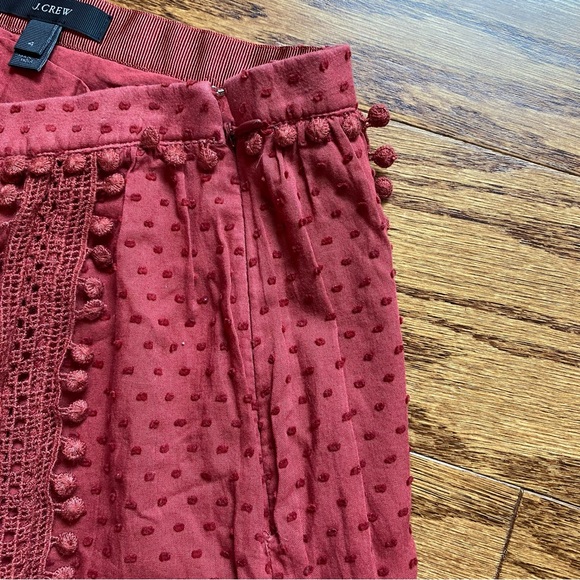J. Crew Swiss Dot Pom-Pom Skirt Size 4 Dusty pomegranate red color NICE! - Picture 4 of 7